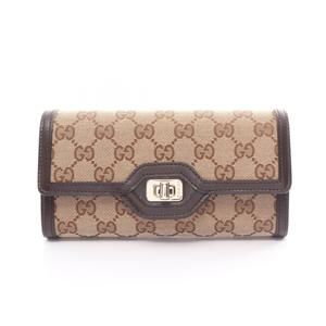 Gucci Luce GG Canvas Bifold Long Wallet Leather Beige Brown